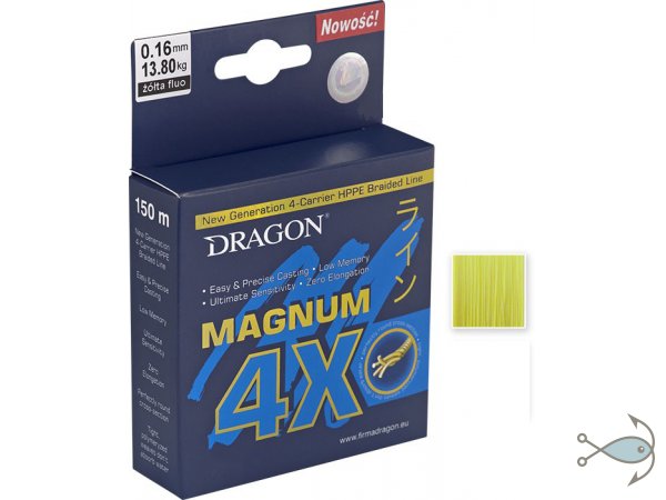 Плетеный шнур DRAGON Magnum 4X 150m Fluo-Yellow