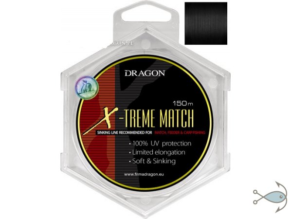 Леска Dragon  X-Treme Match 150m черная, тонущая