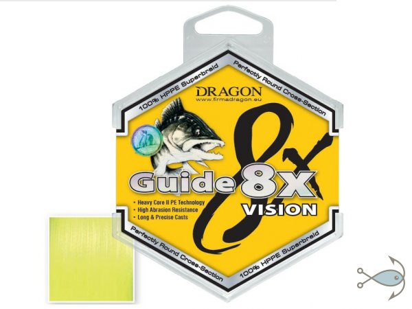 Плетеный шнур DRAGON GUIDE 8X VISION 150m Yellow Fluo