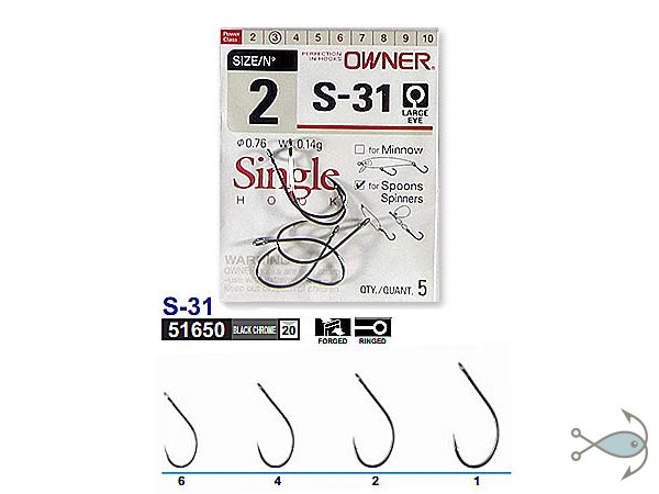 Крючки Owner SINGLE HOOK S-31
