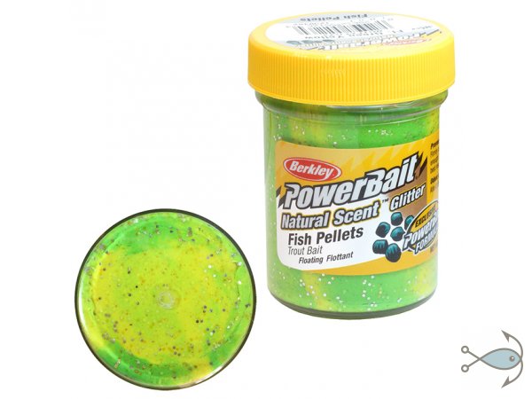 Паста форелевая Berkley Power Bait Fish Pellets Fluo Green Yellow