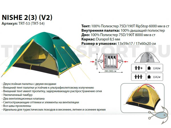 Палатка Tramp Nishe 2 (V2) (зеленый)