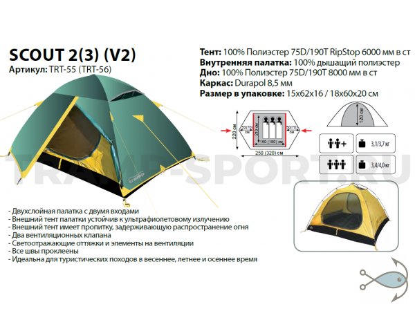 Палатка Tramp Scout 2 (V2) (зеленый)